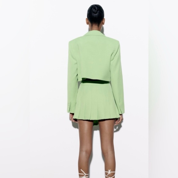 NWT ZARA Bloggers Fav Skort Light Green Tennis Mini Skirt Pleated Size Small - Picture 4 of 11